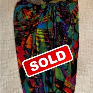 Multi color midi high slit skirt